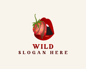 Sexy - Strawberry Lips Dessert logo design