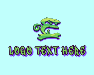 Tattoo Artist - Green Graffiti Art Letter E logo design