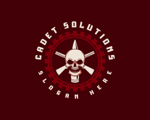 Cadet - Skull Gun Bullet logo design