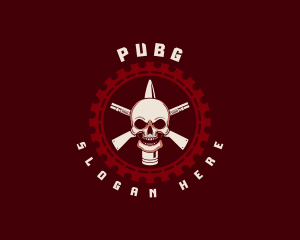 Cadet - Skull Gun Bullet logo design