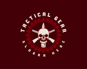 Tactical - Skull Gun Bullet logo design
