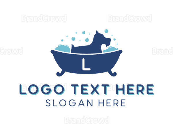 Dog Bath Pet Grooming Logo