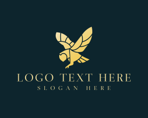 Luxe - Golden Owl Wings logo design