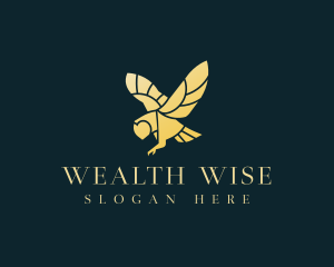 Luxe - Golden Owl Wings logo design