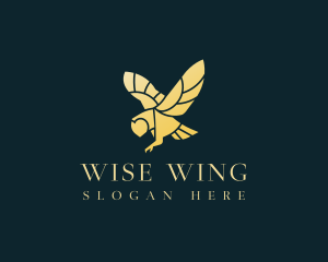 Owl - Golden Owl Wings logo design