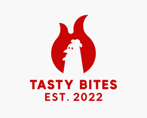 Fast Food - Chicken Barbecue Fire logo design