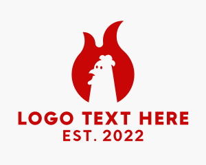 Red - Chicken Barbecue Fire logo design