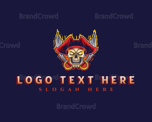 Pirate Skull Sword Logo