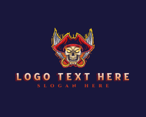 Skeleton - Pirate Skull Sword logo design