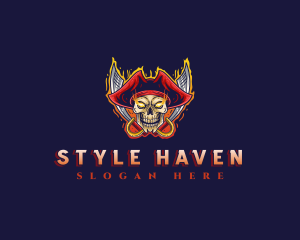 Pirate Skull Sword Logo