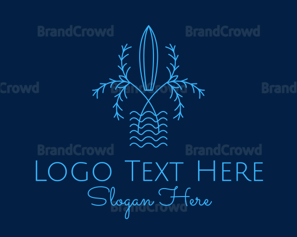 Ocean Plant Surf Board Logo