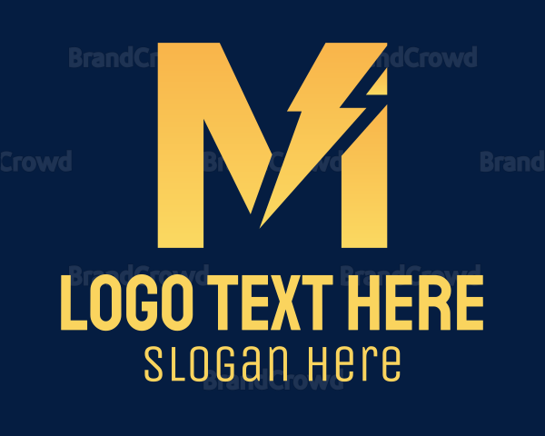 Yellow Lightning Letter M Logo