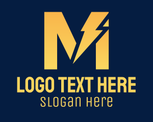 Charging Station - Yellow Lightning Letter M logo design