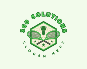 Badminton Racket Shuttlecock logo design