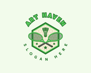 Badminton Racket Shuttlecock logo design