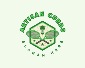 Badminton Racket Shuttlecock logo design