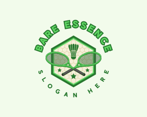 Badminton Racket Shuttlecock logo design