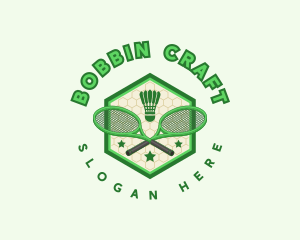 Badminton Racket Shuttlecock logo design