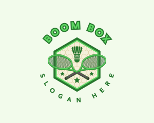 Badminton Racket Shuttlecock logo design