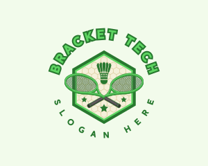 Badminton Racket Shuttlecock logo design