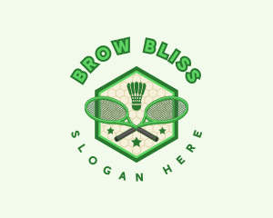 Badminton Racket Shuttlecock logo design