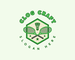 Badminton Racket Shuttlecock logo design