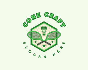 Badminton Racket Shuttlecock logo design