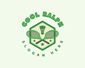 Badminton Racket Shuttlecock logo design