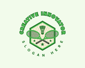 Badminton Racket Shuttlecock logo design