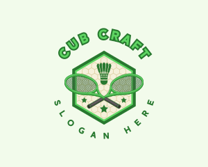 Badminton Racket Shuttlecock logo design