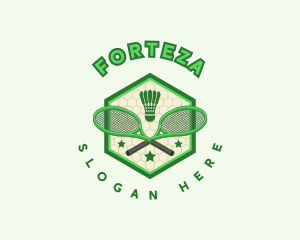 Badminton Racket Shuttlecock logo design