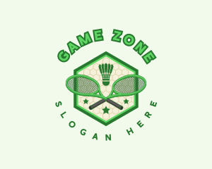 Badminton Racket Shuttlecock logo design