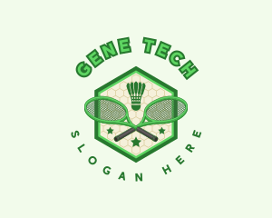 Badminton Racket Shuttlecock logo design