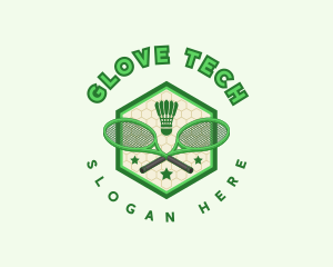 Badminton Racket Shuttlecock logo design