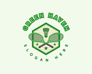 Badminton Racket Shuttlecock logo design