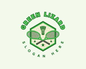 Badminton Racket Shuttlecock logo design