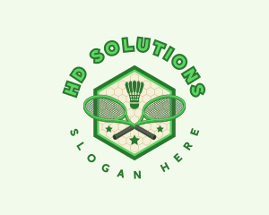 Badminton Racket Shuttlecock logo design