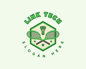 Badminton Racket Shuttlecock logo design