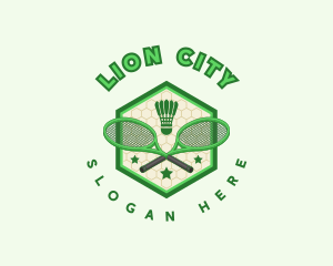 Badminton Racket Shuttlecock logo design