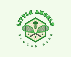 Badminton Racket Shuttlecock logo design