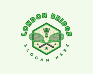 Badminton Racket Shuttlecock logo design