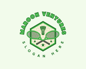 Badminton Racket Shuttlecock logo design