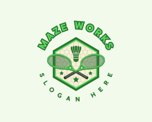 Badminton Racket Shuttlecock logo design