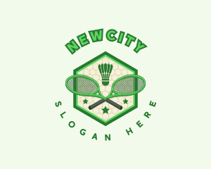 Badminton Racket Shuttlecock logo design