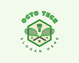 Badminton Racket Shuttlecock logo design