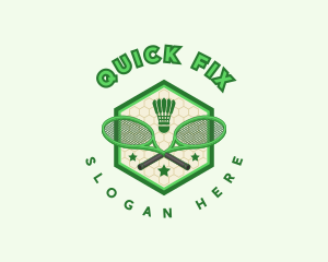 Badminton Racket Shuttlecock logo design