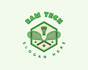 Badminton Racket Shuttlecock logo design