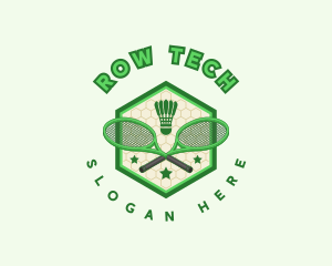 Badminton Racket Shuttlecock logo design