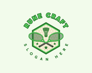 Badminton Racket Shuttlecock logo design