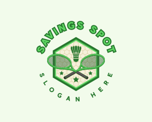 Badminton Racket Shuttlecock logo design